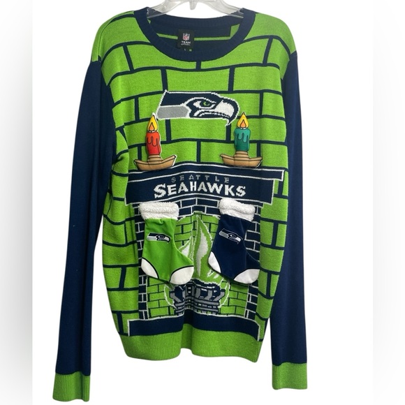Nfl Team Other - Men’s Seattle Seahawks 3D Ugly Christmas sweater. Size large GUC